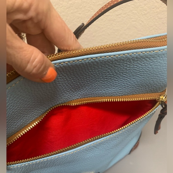 Dooney & Bourke Blue Pebbled Leather with Brown Trim - Picture 11 of 16